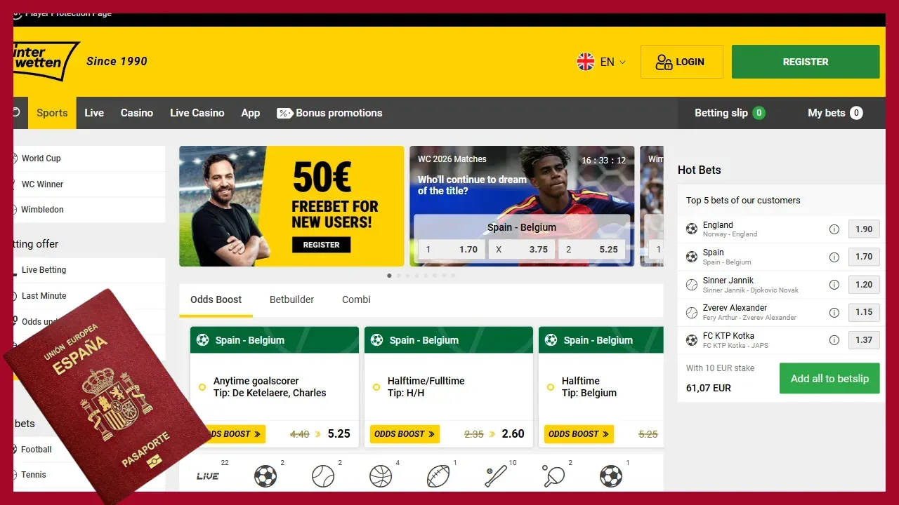 Interwetten apuestas deportivas con pasaporte Interwetten: apuestas deportivas con pasaporte enviado por correo electrónico